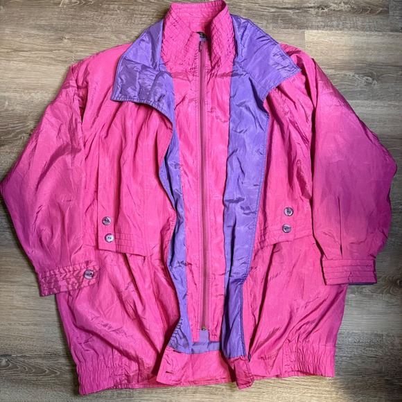 Cyclone Other - Cyclone Vintage 80s 90s Windbreaker Jacket Hot Pink Purple Neon XL